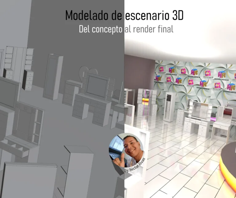 Diseño de espacio interior en Blender con medidas reales