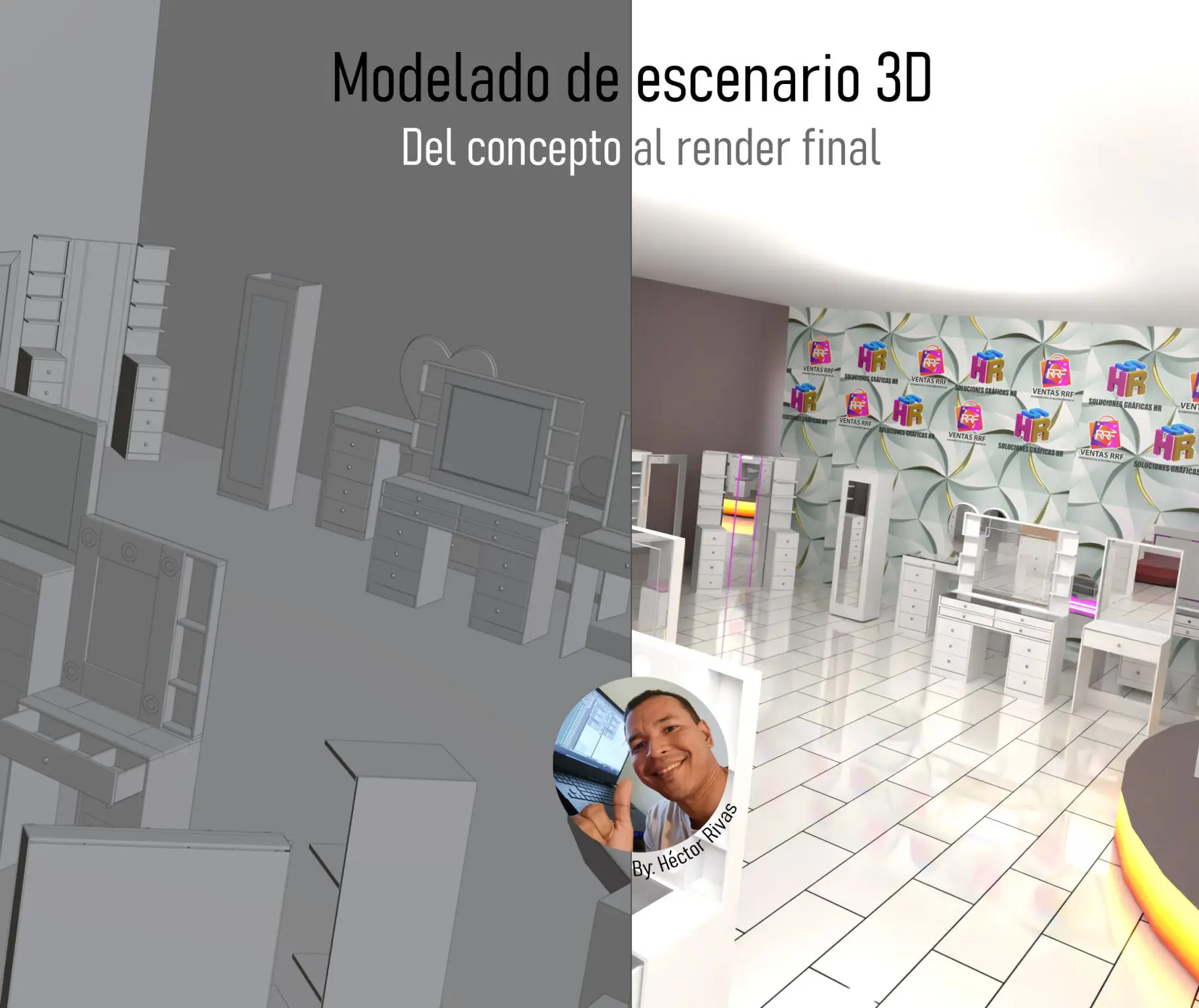 Diseño de espacio interior en Blender con medidas reales