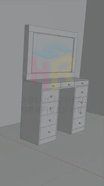 Diseño técnico de tocador en Blender